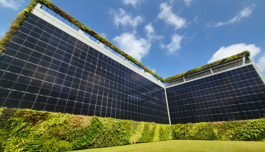Image shows keppel infrastructure building with Solar Panels